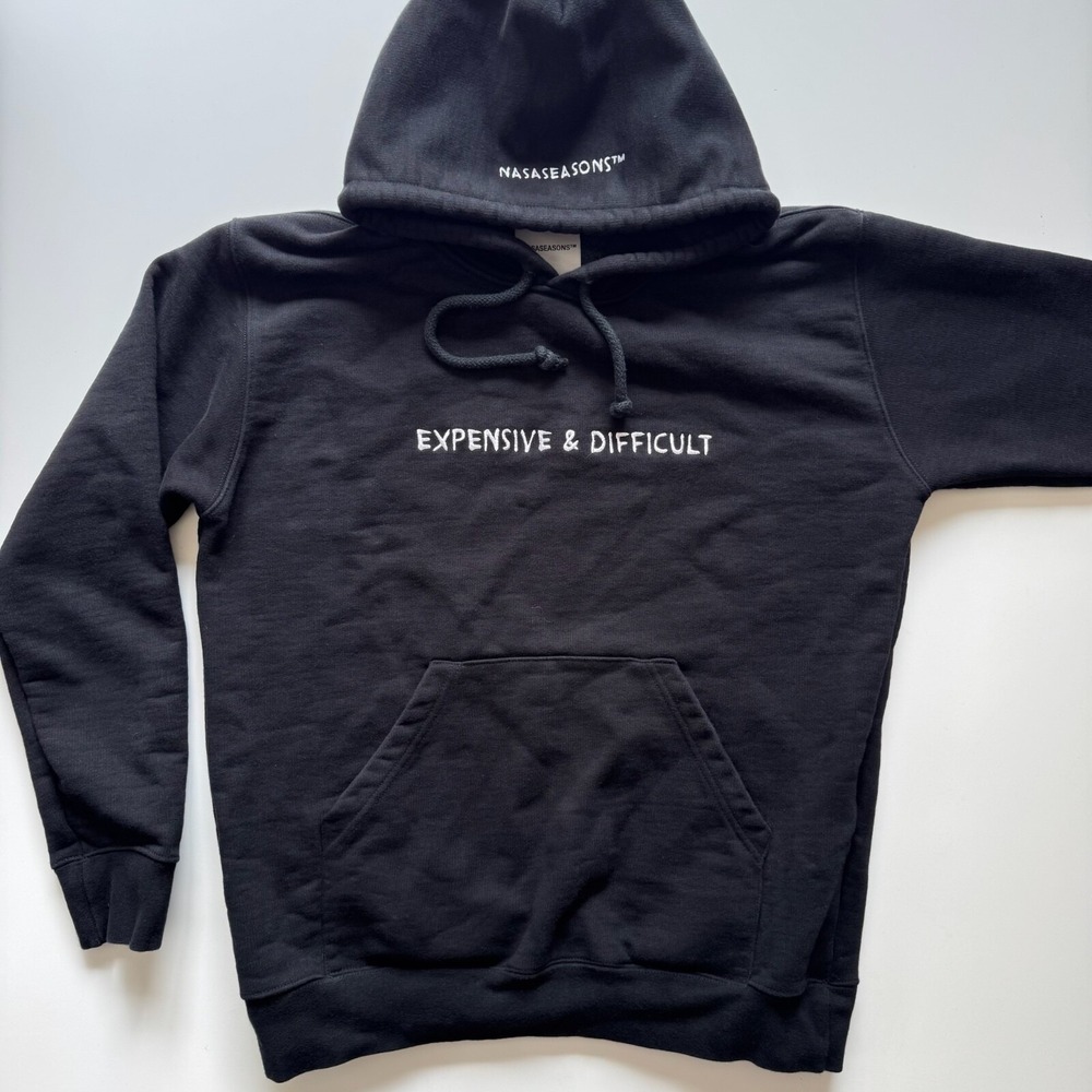 NASASEASONS Expensive & Difficult‎ Hoodie Mens Medium Black Sweatshirt